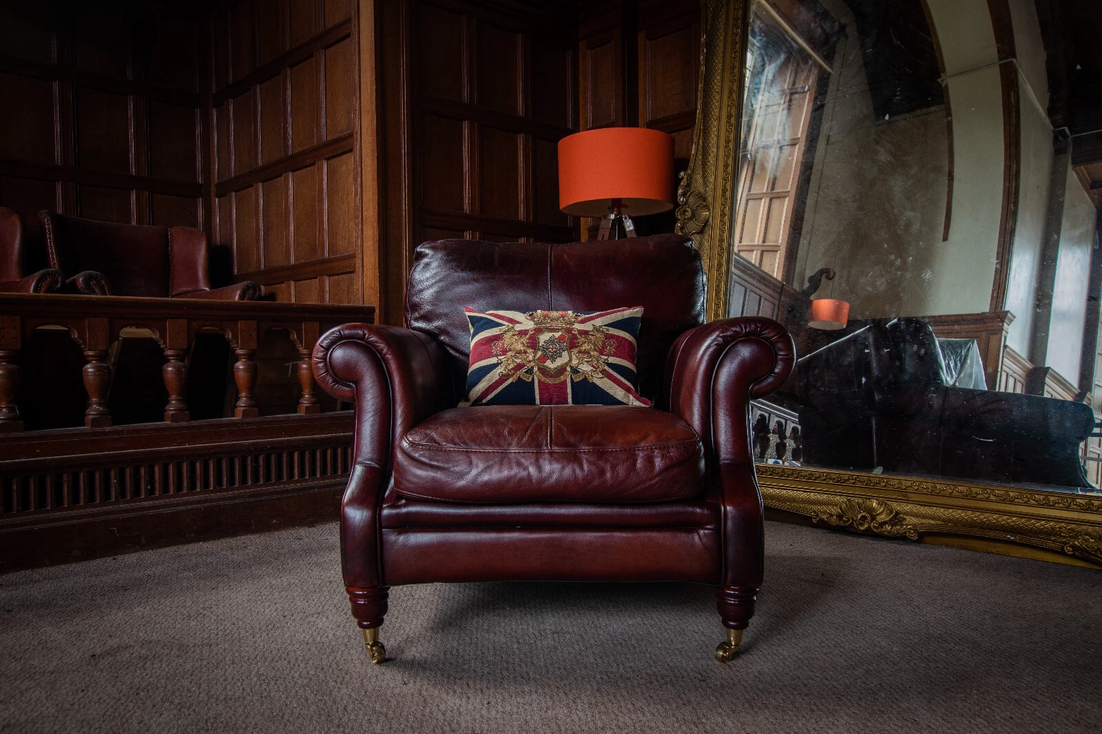 John Lewis Victorian Style Antique Conker Leather Chesterfield Club Armchair