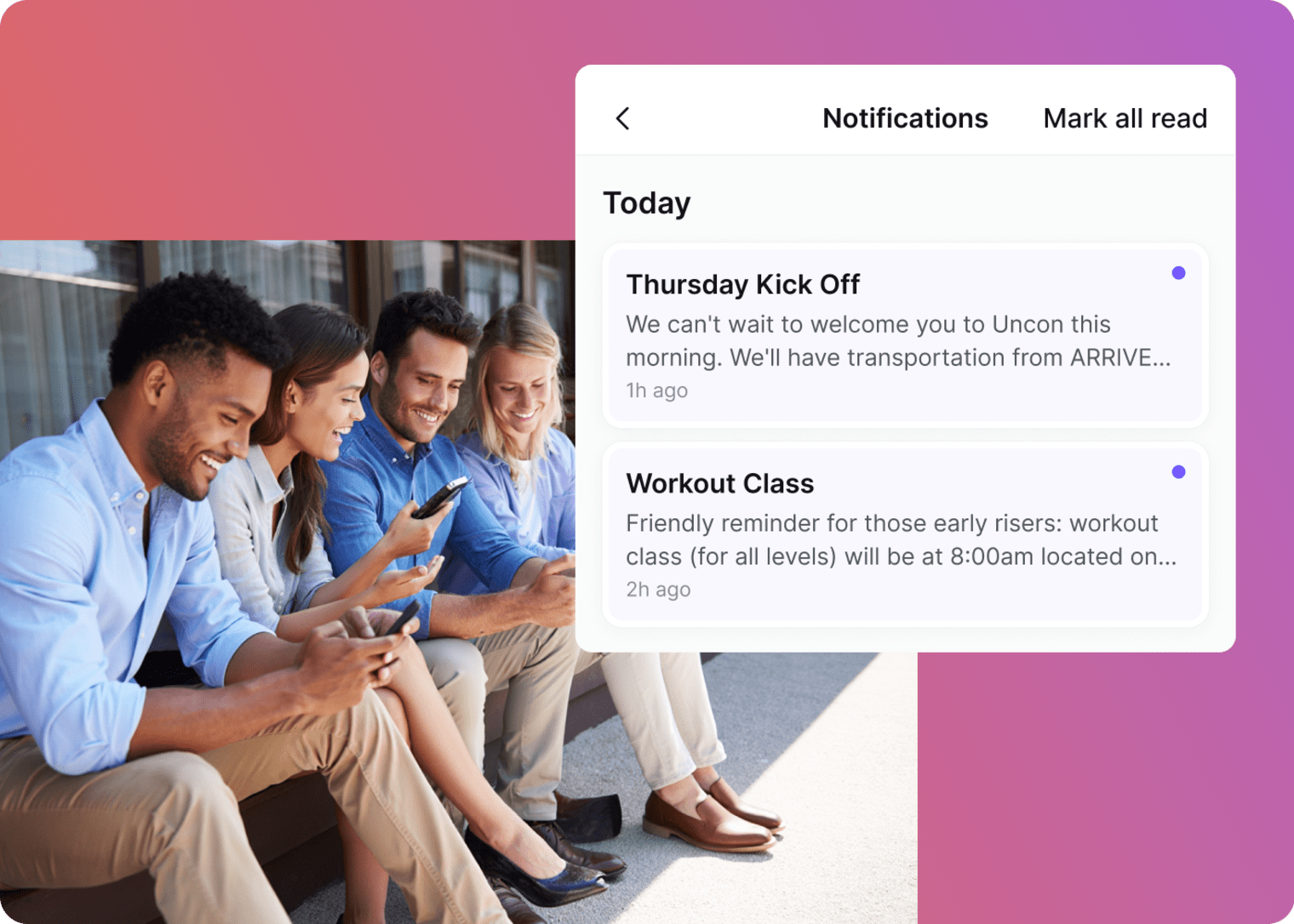 With Swoogo Go Attend app you can send segmented push notifications about your event, to specific groups of attendees