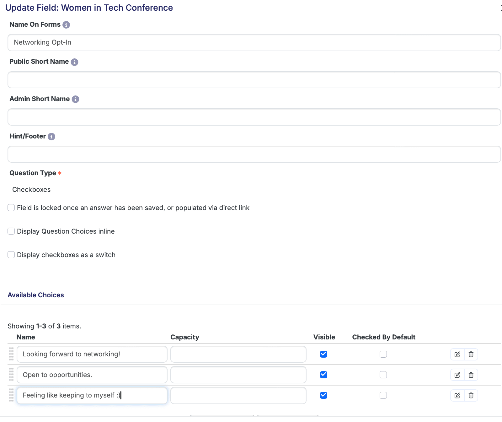 Networking opt-ins on event registration forms.