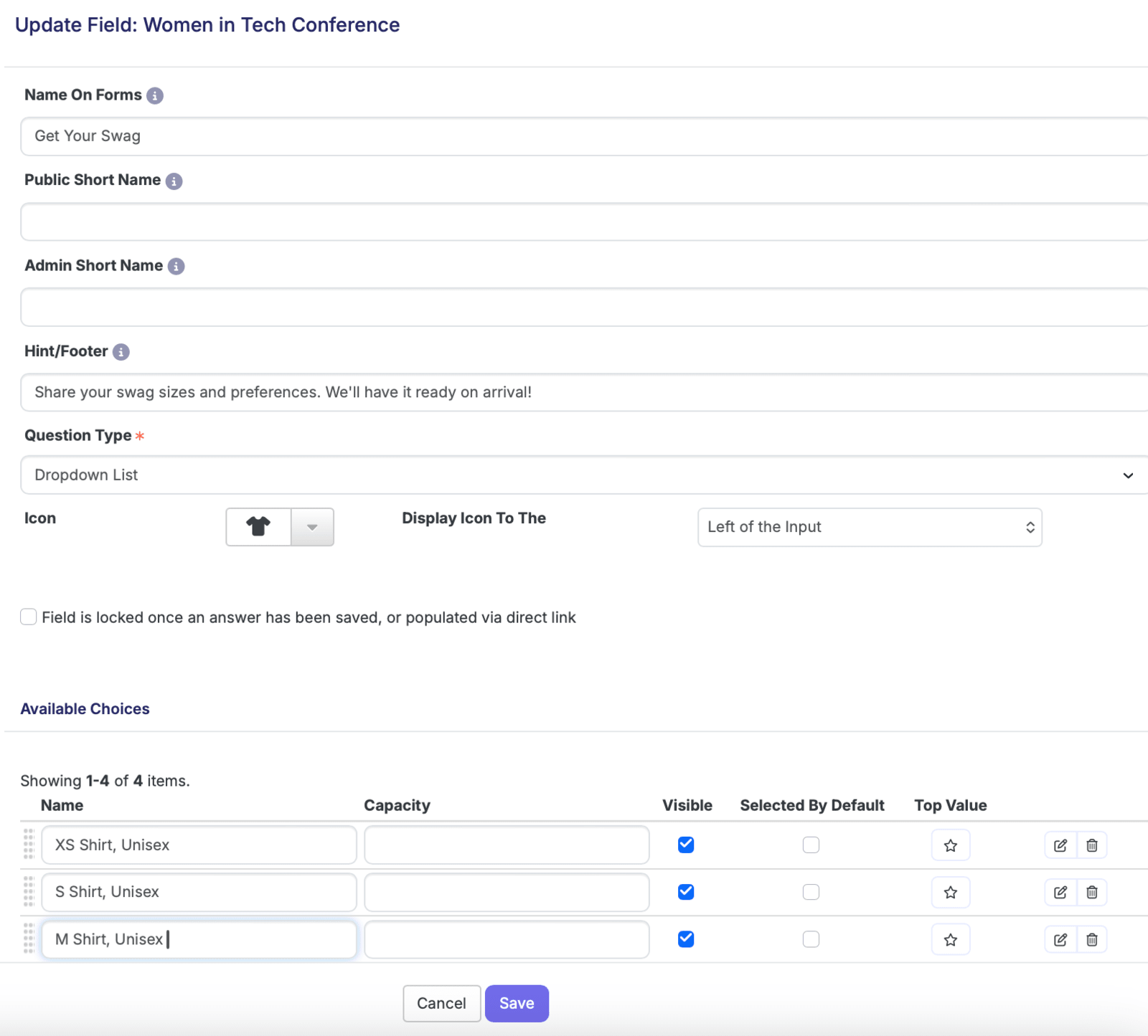 Taking swag orders on event registration forms with Swoogo