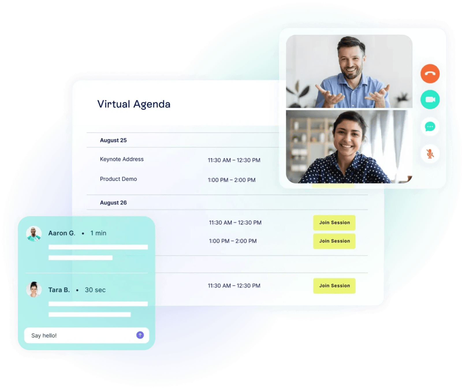 Swoogo's Event Hub in action for a virtual event agenda