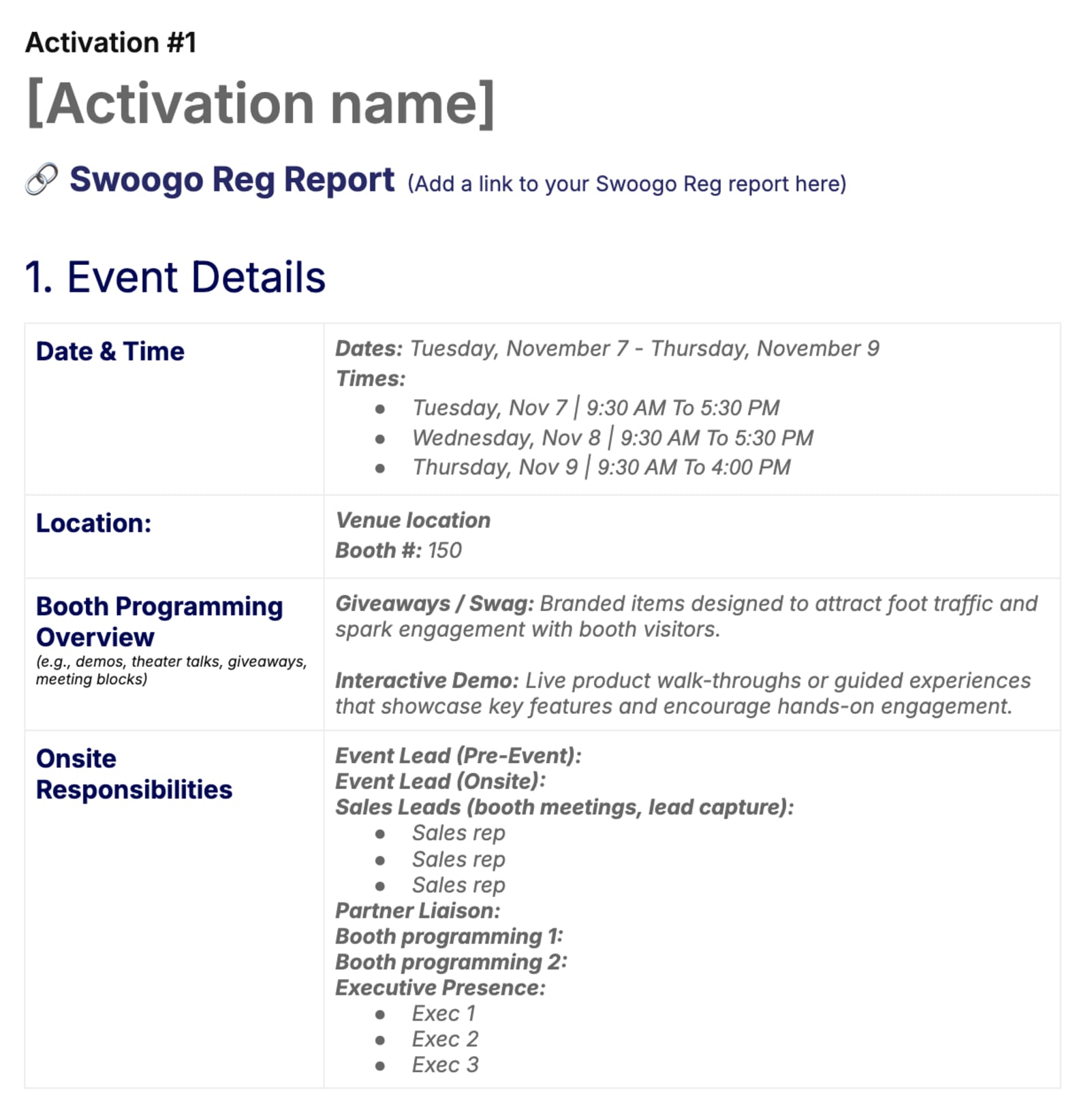 event activation brief template