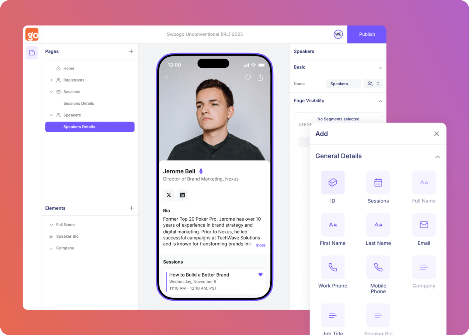 Mobile event app design process and personalization options in Swoogo