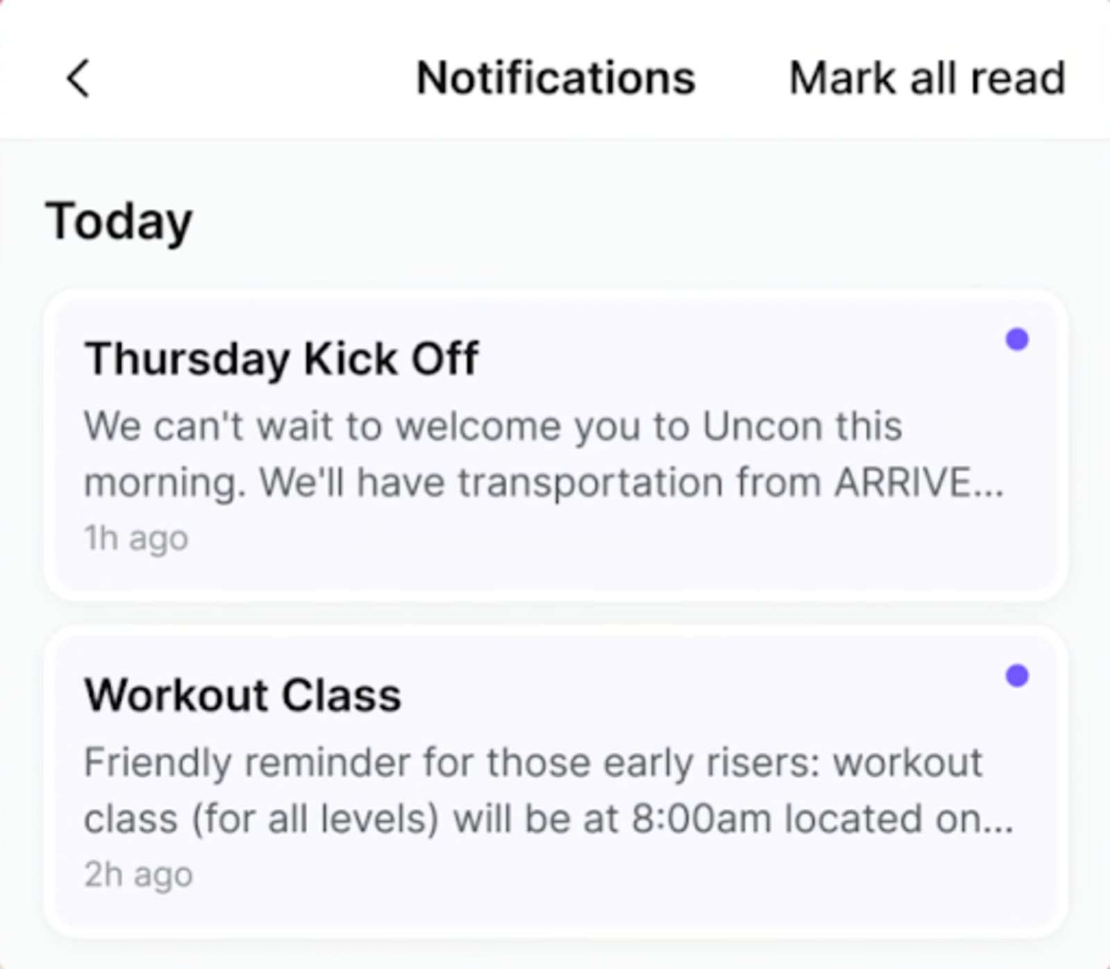 Swoogo's personalized event notifications.