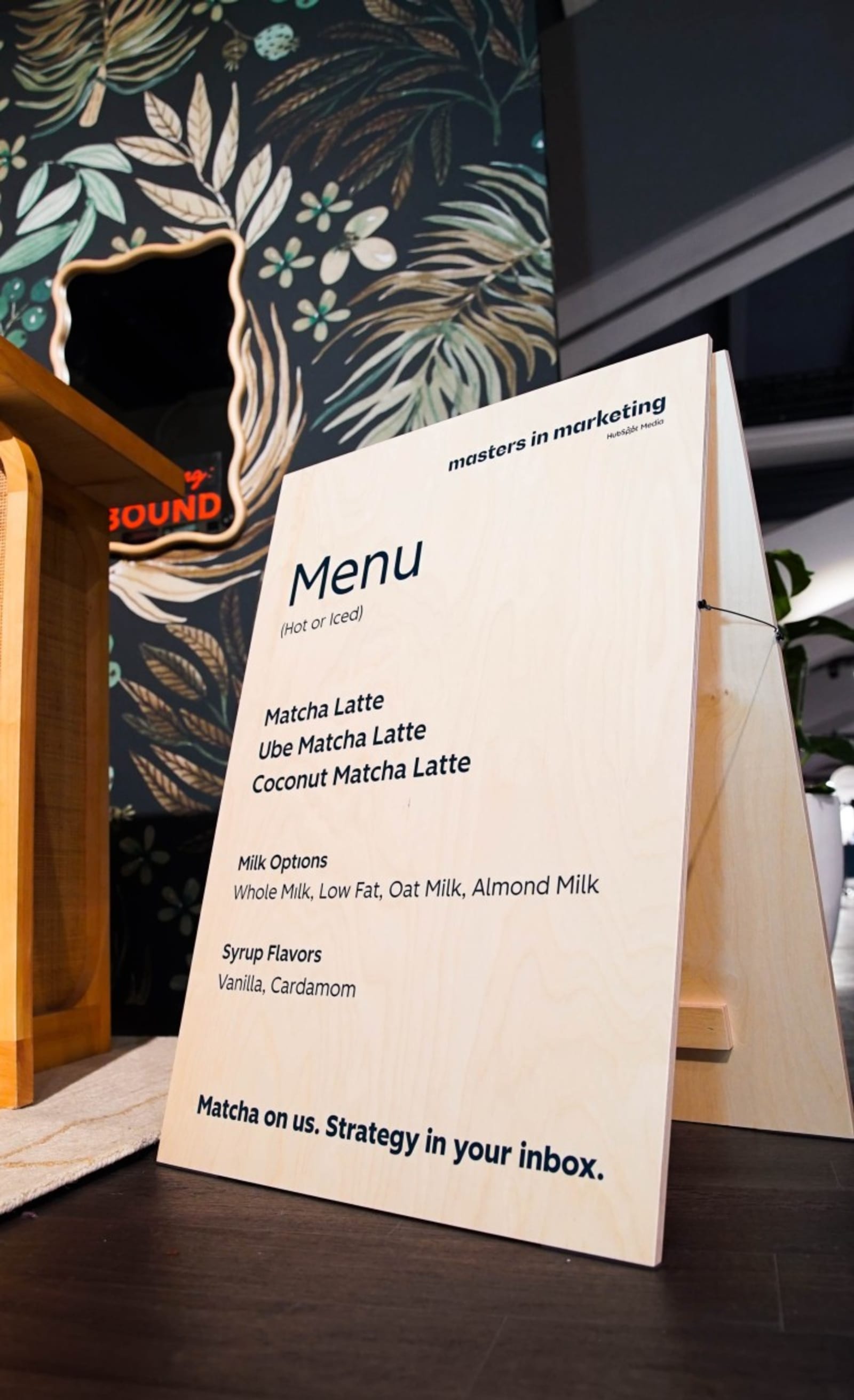 In-booth coffee and matcha bar for attendees and visitors