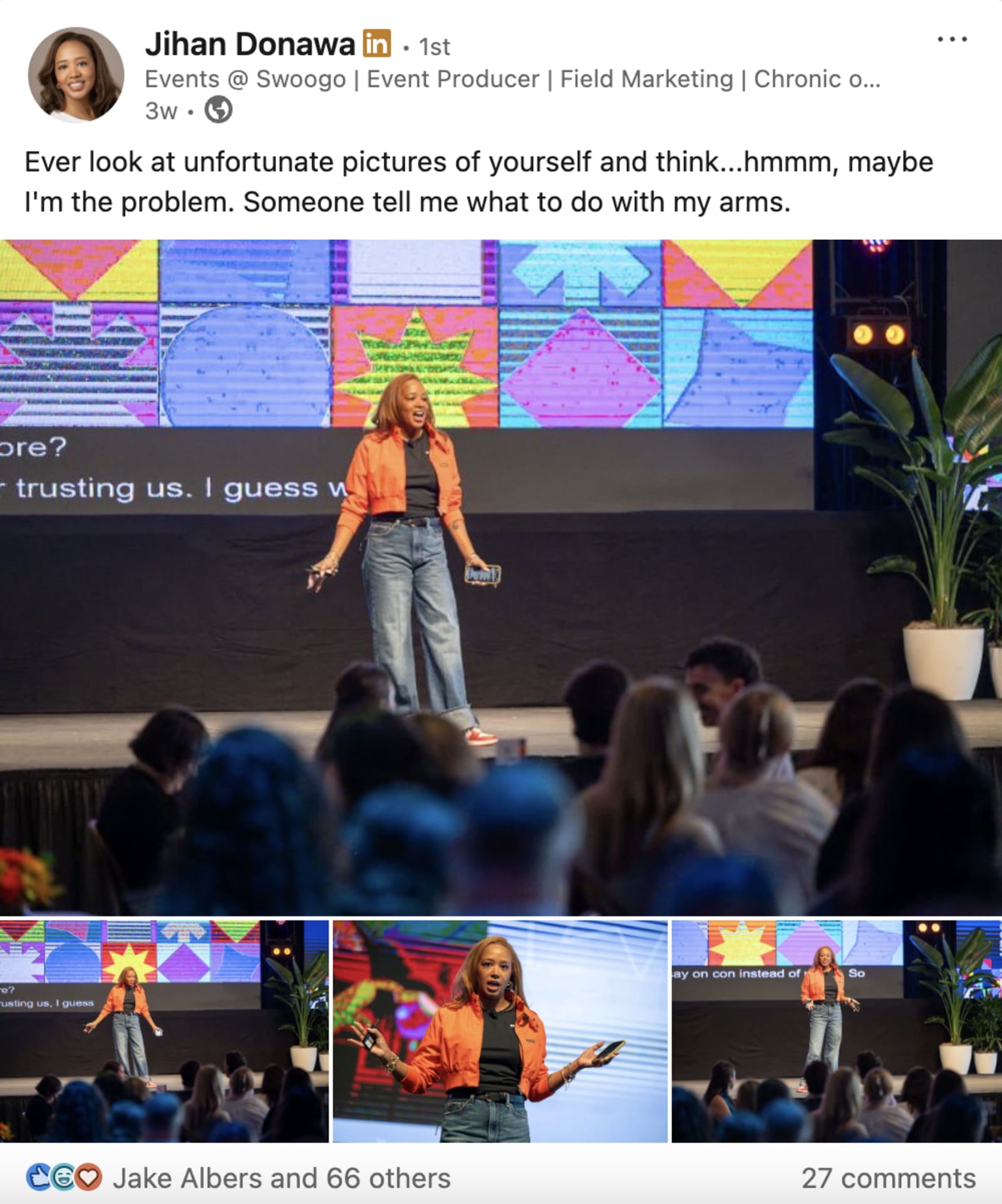 Jihan Donawa, Head of Events at Swoogo, speaking on stage at Uncon 2025