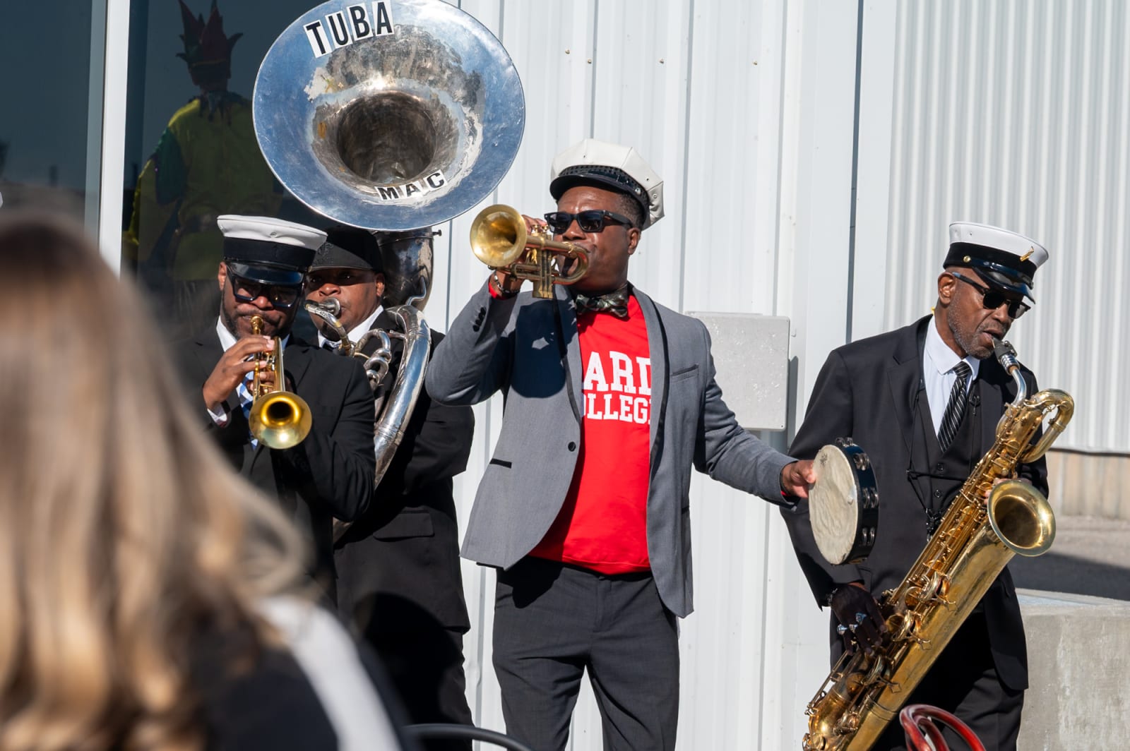 Live second line band welcoming attendees at Unconventional (IRL) registration
