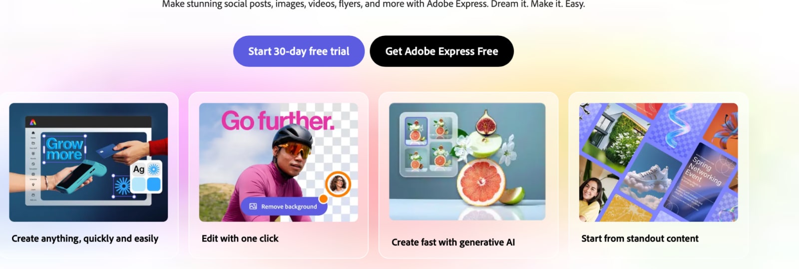 Adobe Express offers multiple
AI design features that leverage generative AI.