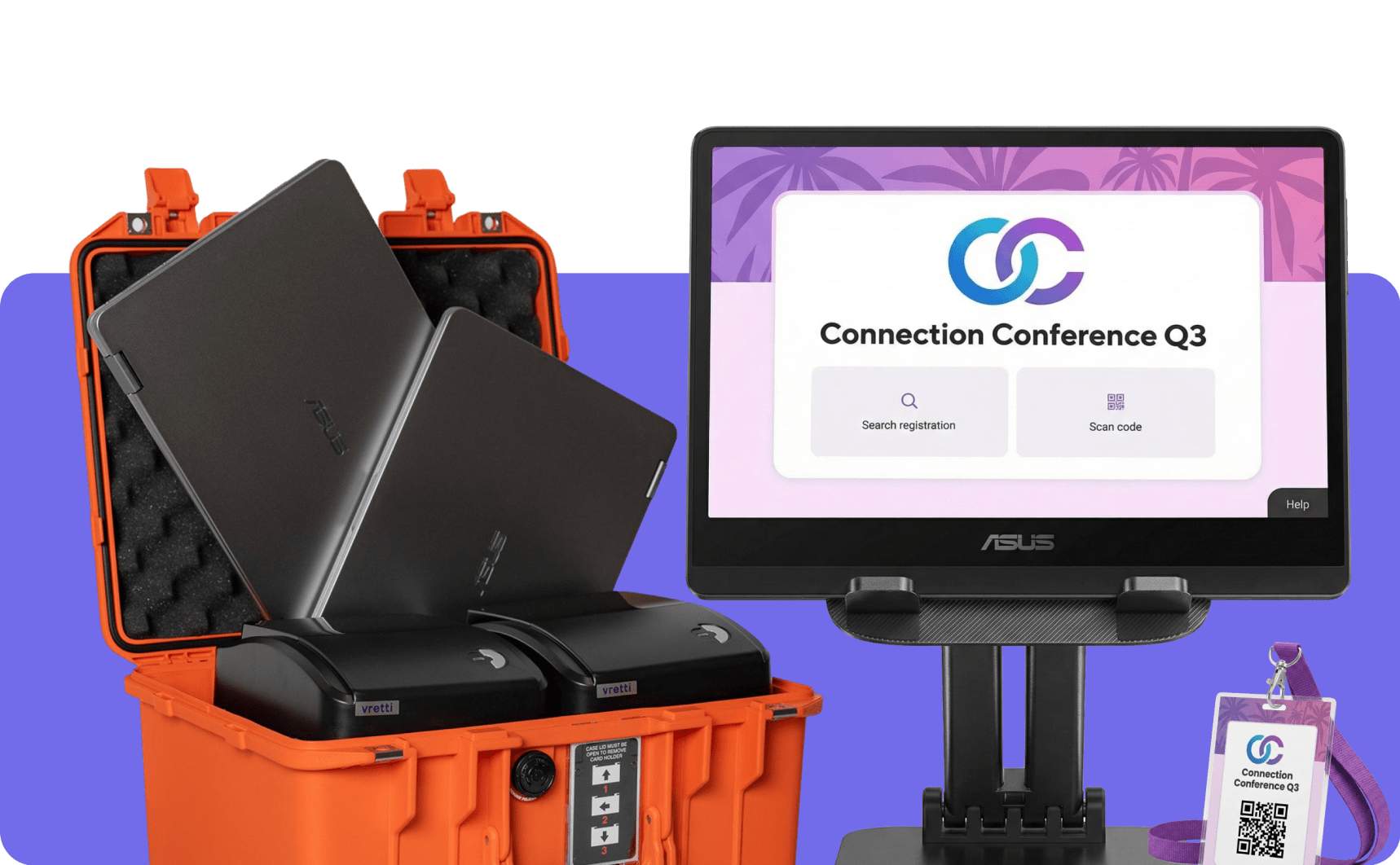 The Go Box from Swoogo and Xtag provides everything you need to run a check-in counter at your event. Print badges and scan registrants, made easy.