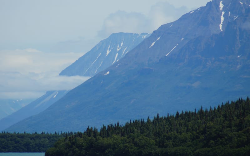 Brooks Falls Alaska Mountains