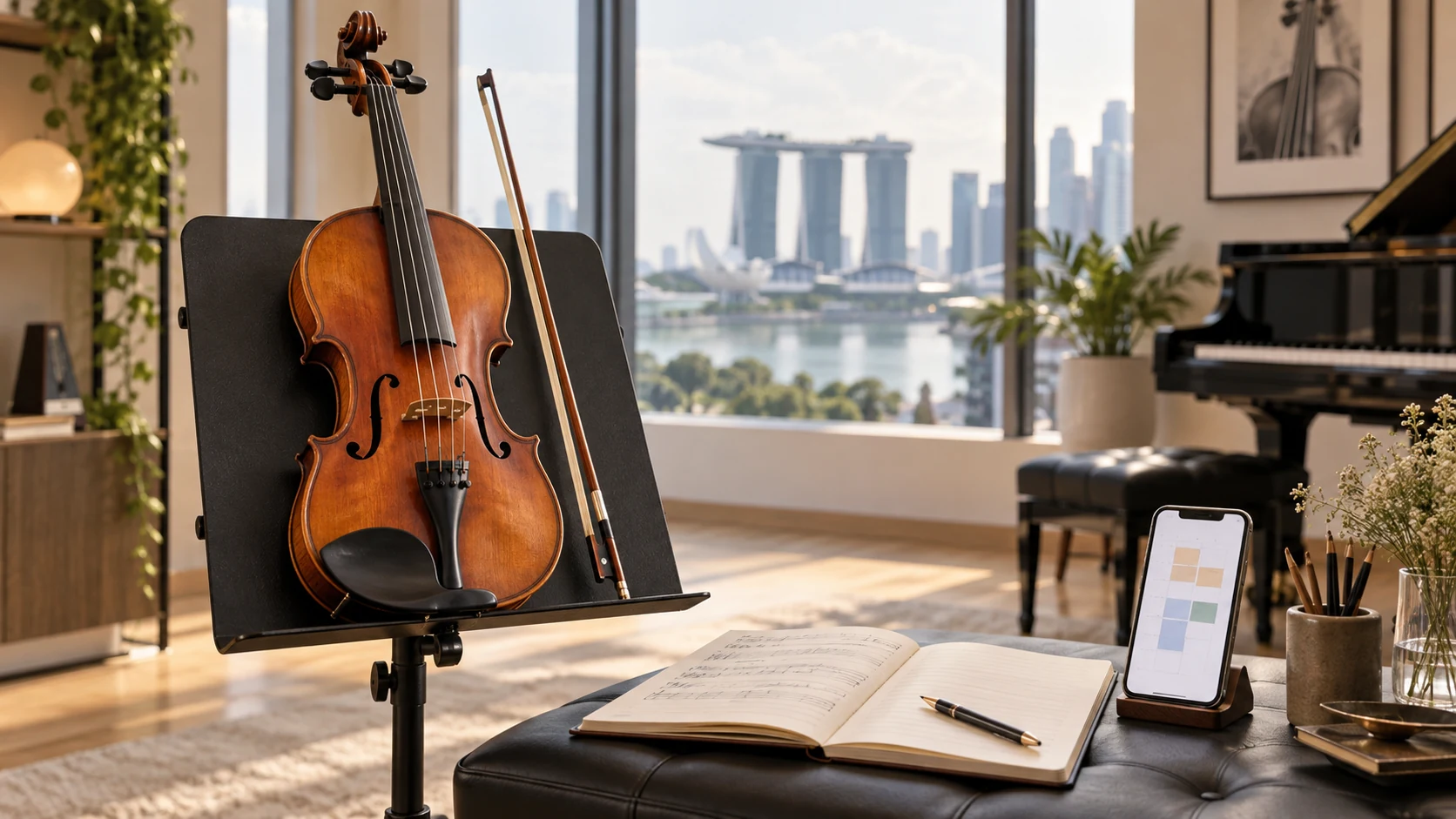 Violin and music lesson setup in Singapore