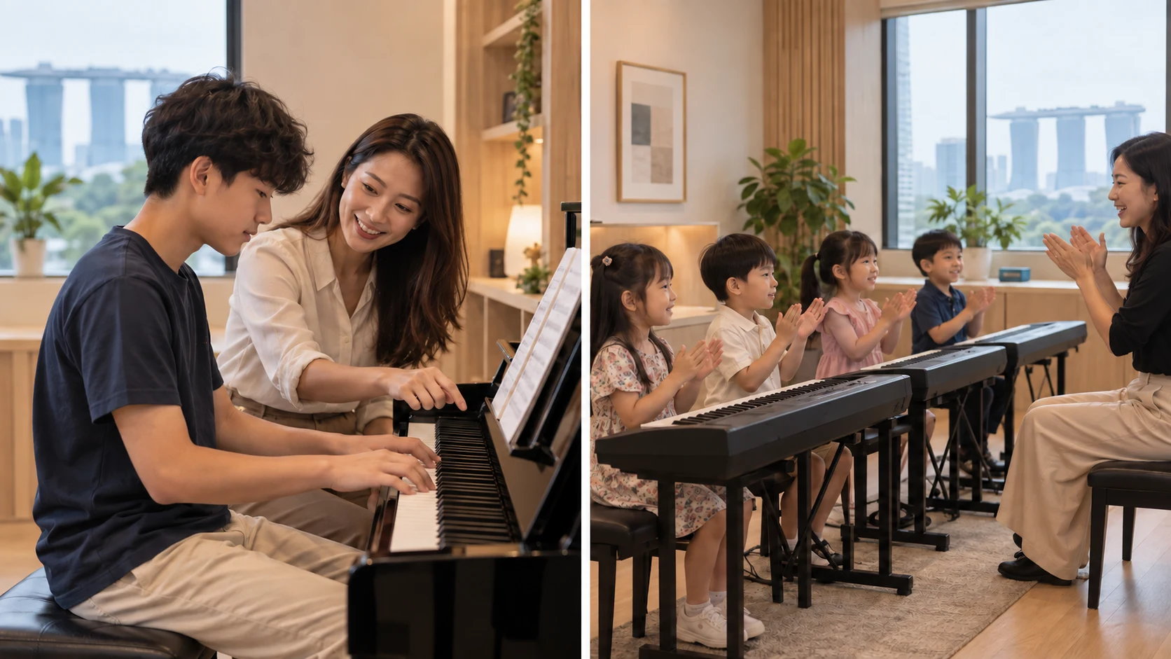 One-to-one piano instruction compared with a group music lesson
