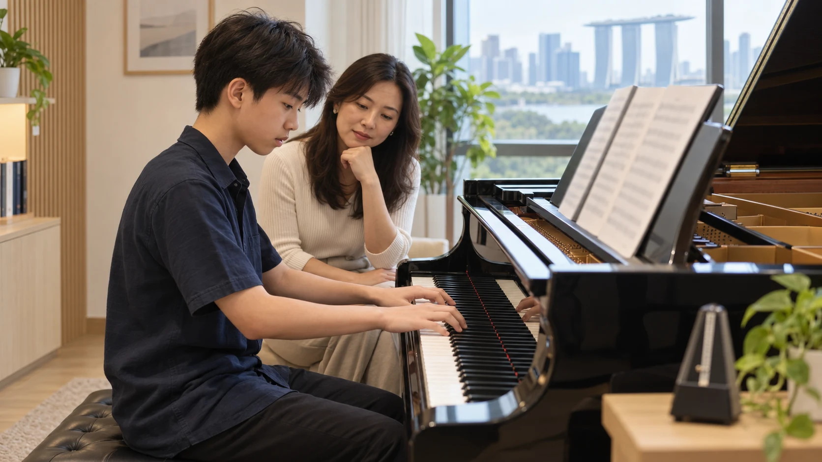 Teenage pianist receiving focused exam preparation coaching