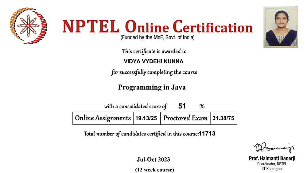 NPTEL Java Certificate