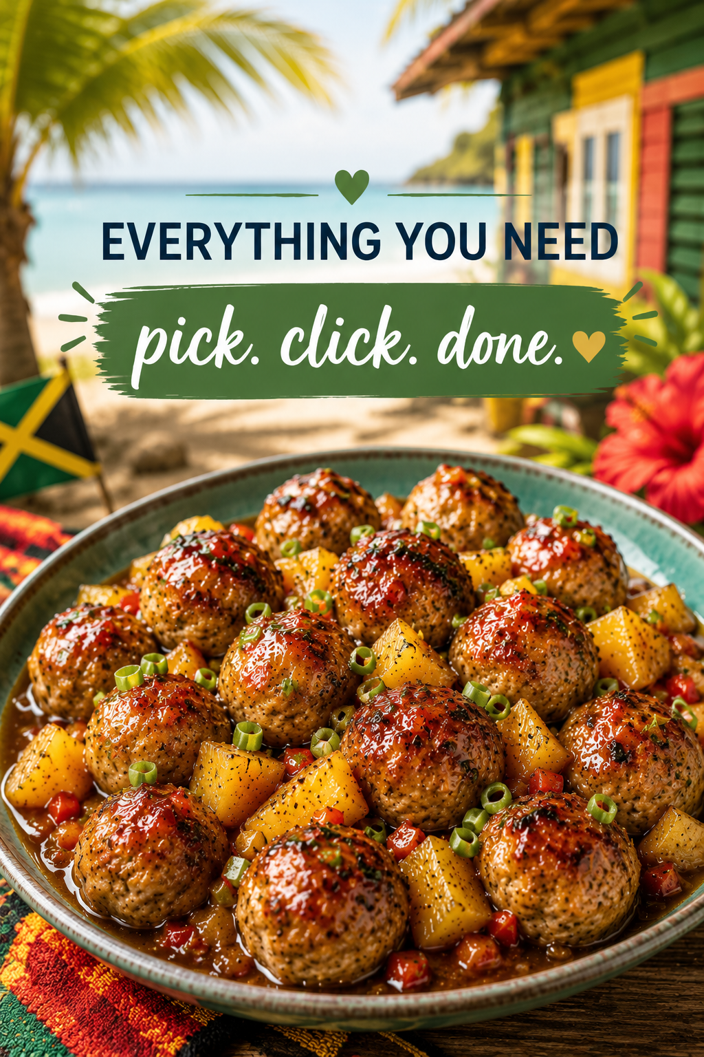 Jerk Chicken Meatballs with Pineapple Glaze