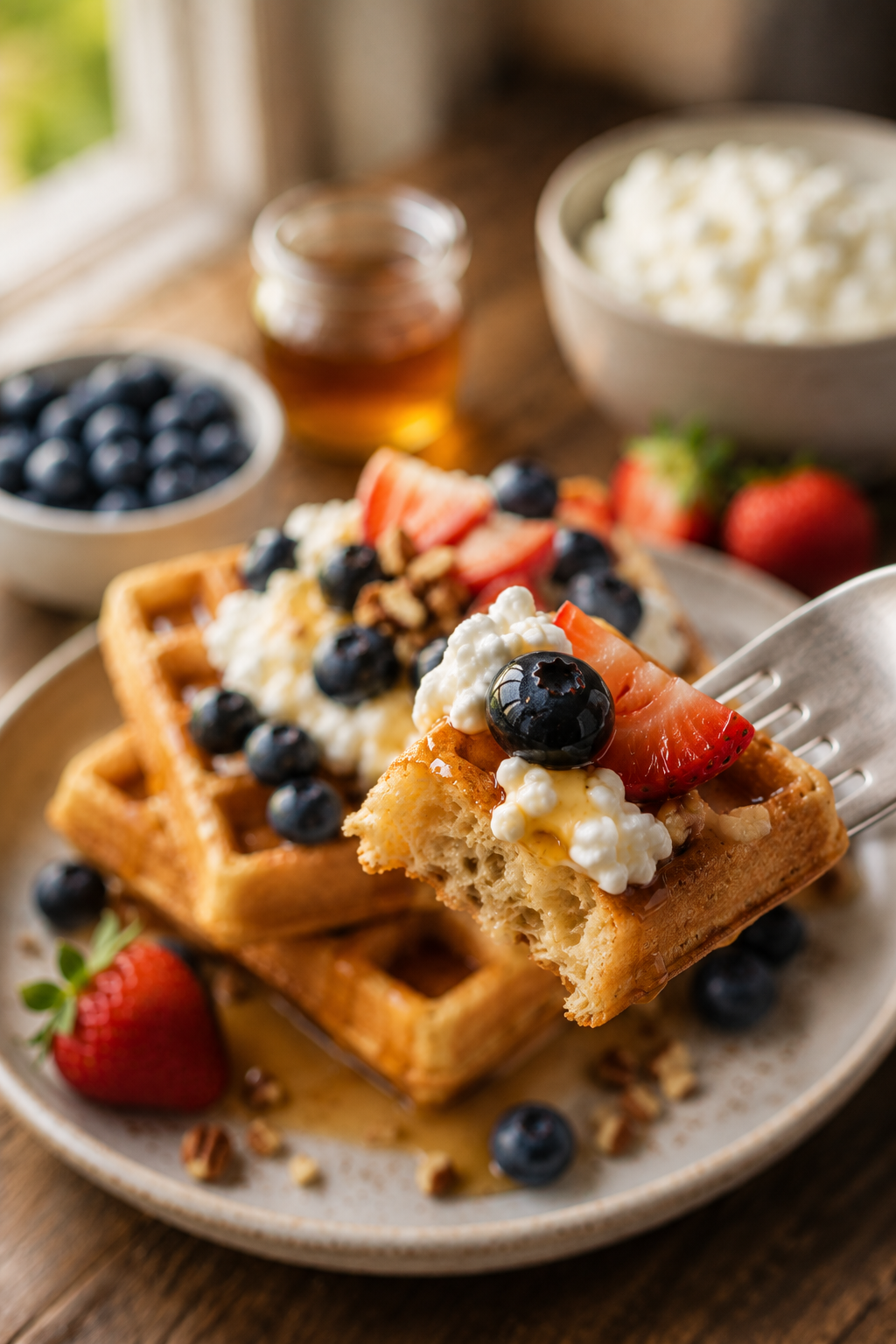 Healthy Cottage Cheese Protein Waffles