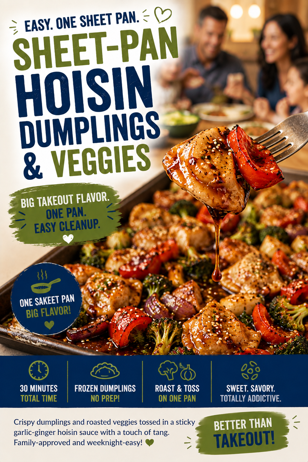 Easy Sheet-Pan Hoisin Dumplings & Veggies