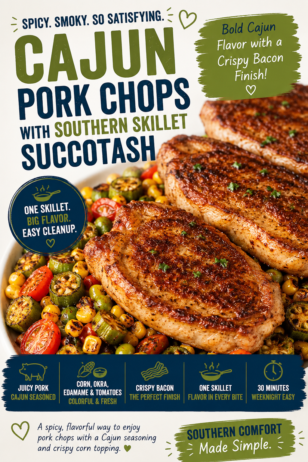 Cajun Pork Chops with Southern Skillet Succotash