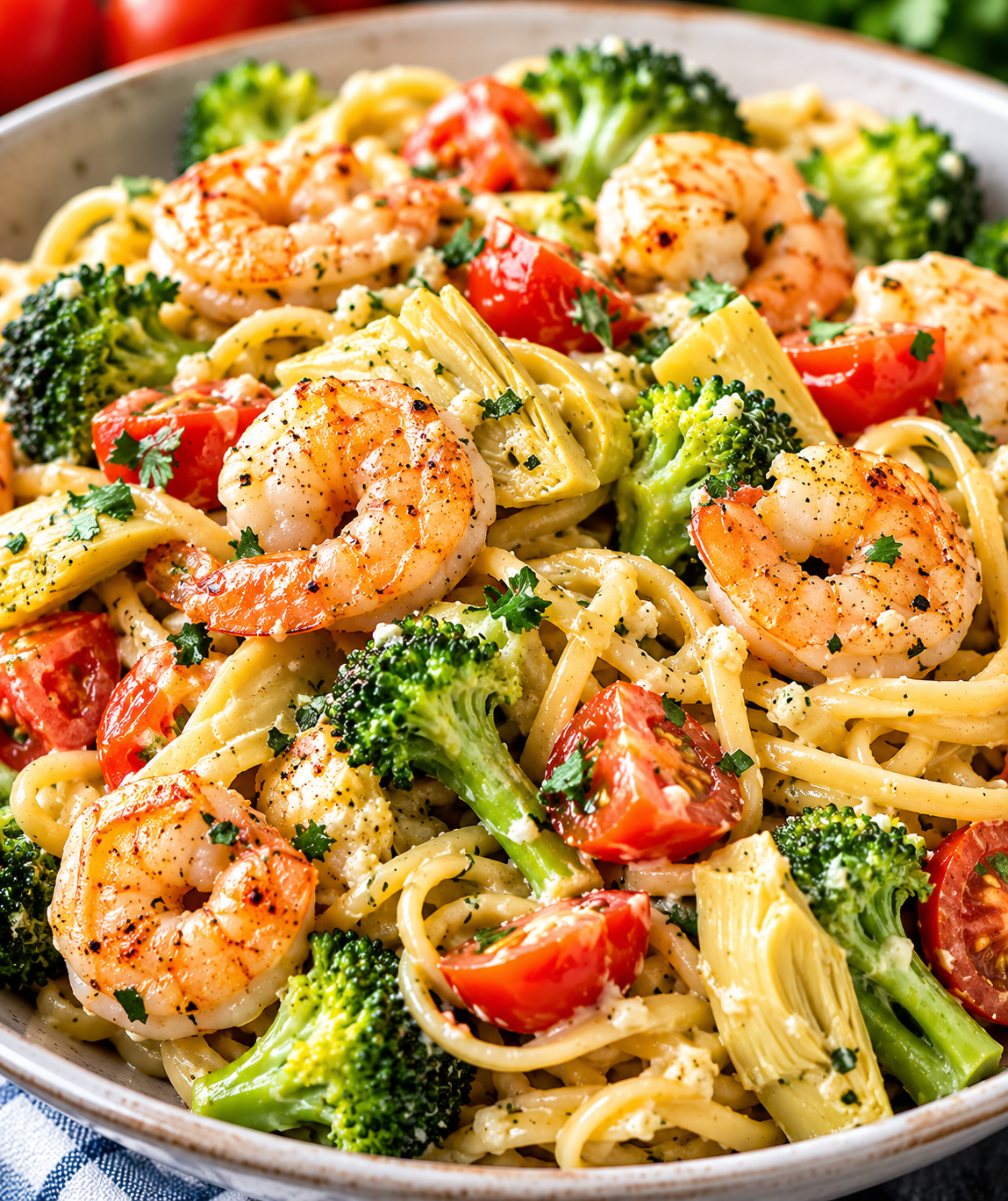 Easy Garlic Herb Shrimp & Veggie Pasta