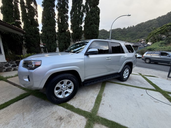 Silver Toyota 4Runner detailed, golden hour, Oahu