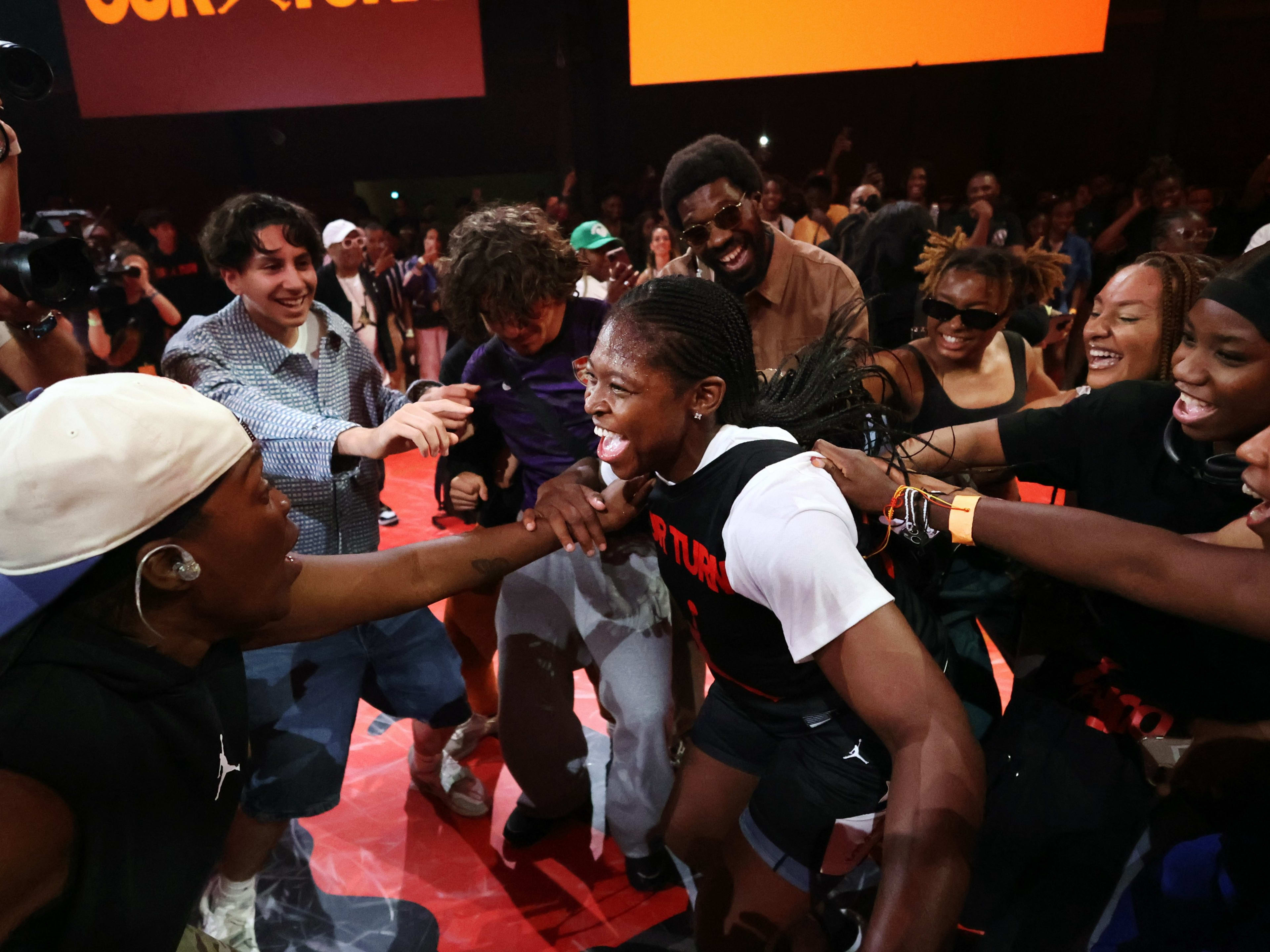 Tatianna Griffin celebrating at The One finals in Paris.