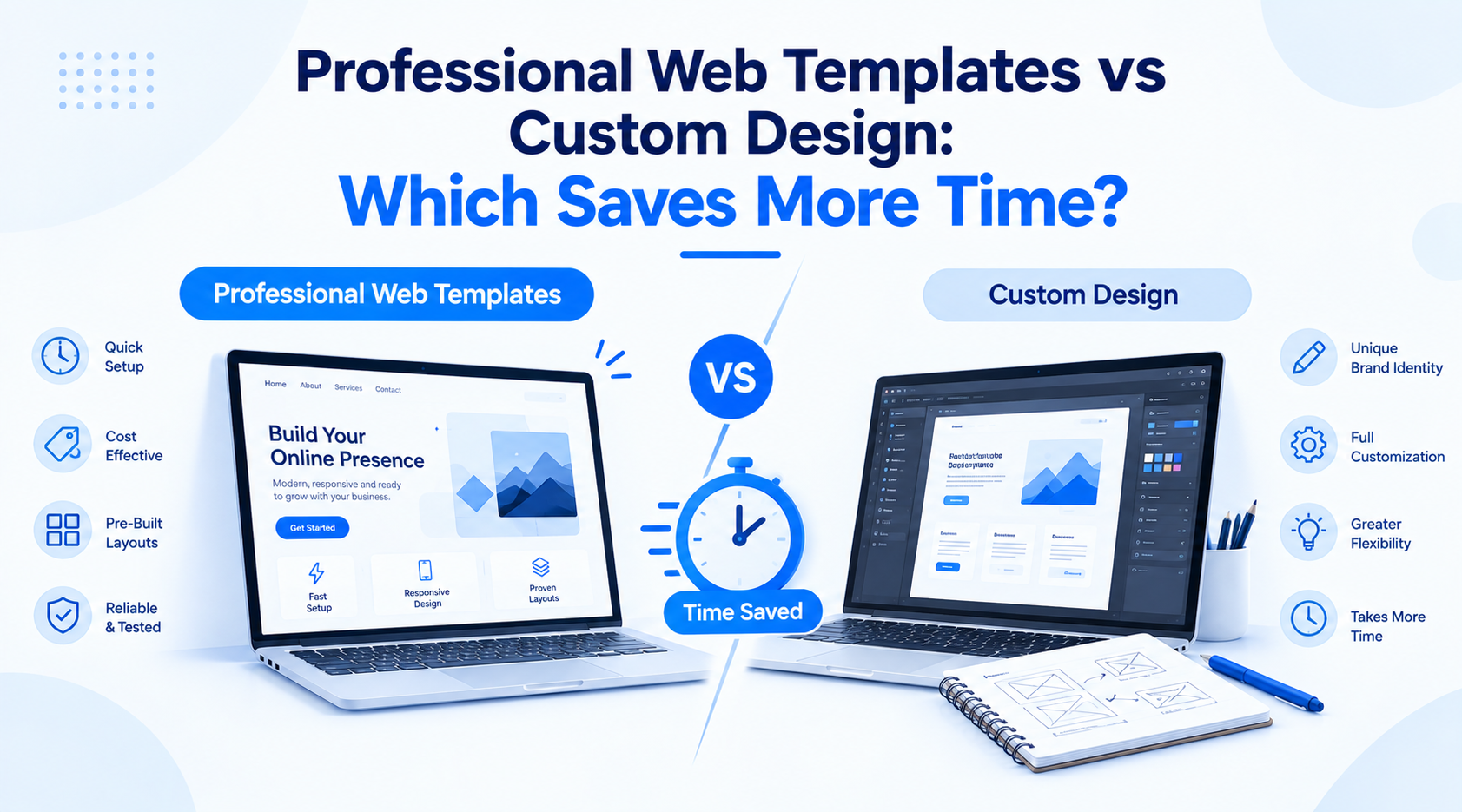 Professional Web Templates vs Custom Design: Which Saves More Time?
