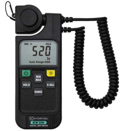 일본 교리츠 Kyoritsu KEW 5204 정밀 디지털 조도계 (0.0 ~ 199,900 Lux / 분리 회전형 센서 / LED 조명 측정 지원 / JIS C 1609-1 / 日本製)