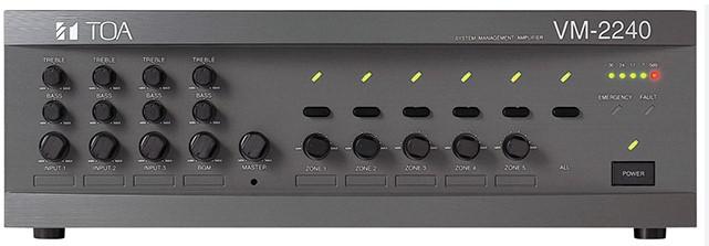 TOA トーア VM-2240 240W システムマネージメントアンプ 非常・業務放送用 パワーアンプ (5ゾーン個別選択 / チャイム内蔵 / 100Vライン / 日本製)