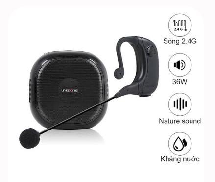 韓国 Unizone UZ-8080 ポータブル 充電式 ワイヤレス ポータブル拡声器 スピーカー (高出力 クリア音質 ハウリング防止 / 講義・ツアーガイド用)