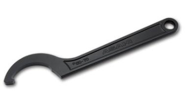 Asahi FK0155 155-165mm Heavy-Duty Forged Hook Spanner Wrench (For Slotted Round Nuts / Chrome Vanadium Steel / Black Phosphate / Made in Japan)