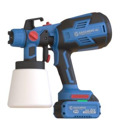 GAOCHENG GN-CS1704 21V Cordless Brushless Handheld Paint Sprayer (800ml Cup / 40,000 RPM Motor / 4 Nozzles / 2x 5.0Ah Lithium Batteries)