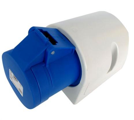PCE F123-6 32A 3極 (2P+E) 230V 6h IP44 単相 露出型 産業用 コンセント ソケット (青色 IEC 60309 準拠 / 難燃性 耐衝撃ナイロン / オーストリア製)