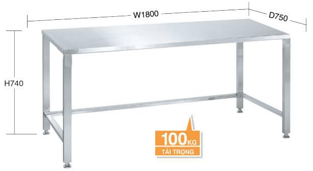 SUS304 オールステンレス 工業用 作業台 アジャスト脚付 BTT1500I-750CN 1500×750×800mm (天板1.5mm ヘアライン加工 / 補強フレーム / 耐荷重400kg)