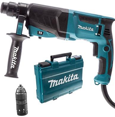 Makita HR2631FX5 800W 26mm 3-Mode AVT SDS-Plus Rotary Hammer Drill with Quick-Change Chuck & LED Light (800W / 2.4J / Anti-Vibration Technology / Genuine Makita)