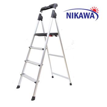 ニカワ NIKAWA NKP-05 5段 工業・家庭用 手すり・ツールトレイ付 アルミ ステップ 脚立 はしご (天板高さ1.2m / 耐荷重150kg / EN131認証)