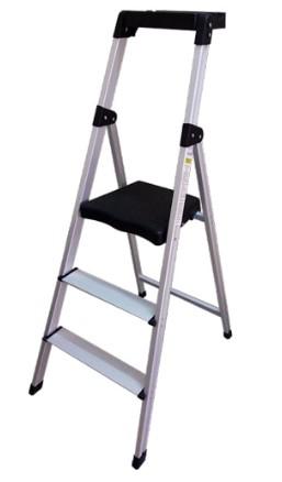 ニカワ (Nikawa) NKP-03 3段 軽量 アルミ製 ステップスツール 安全手すり ＆ ツールトレイ付き 踏み台 (最上段高さ 74cm / 自重 3.2kg / 耐荷重 150kg)