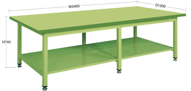 BTTD2400S-1200DC-2T 2400x1200mm 2段 大型 重作業用 ワークベンチ (耐荷重300kg / 25mm天板)