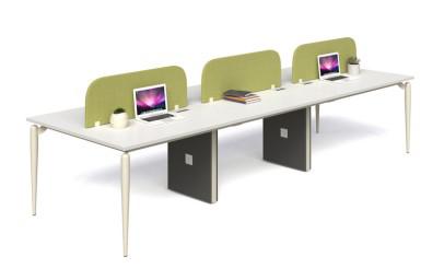 모듈형 6인용 대면형 오피스 워크스테이션 사무용 책상 241B12-6 3600x1200x750mm (친환경 MFC 멜라민 상판 / 강철 다리 / 케이블 배선 덕트 / 파티션 포함)