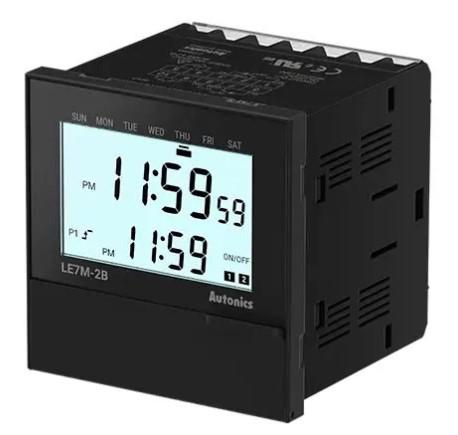 Autonics LE7M-2B Digital Weekly / Yearly Programmable LCD Timer 2-Relay Output 100-240VAC (DIN W72xH72mm / 64 Weekly Steps / Pulse & Cycle)