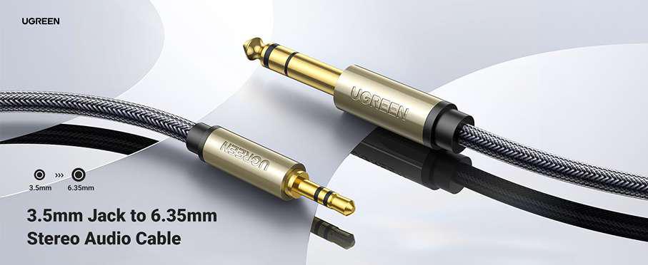 UGREEN 10630 3.5mm to 6.35mm 1/4" TRS ステレオオーディオ変換ケーブル 5m (24K金メッキ)