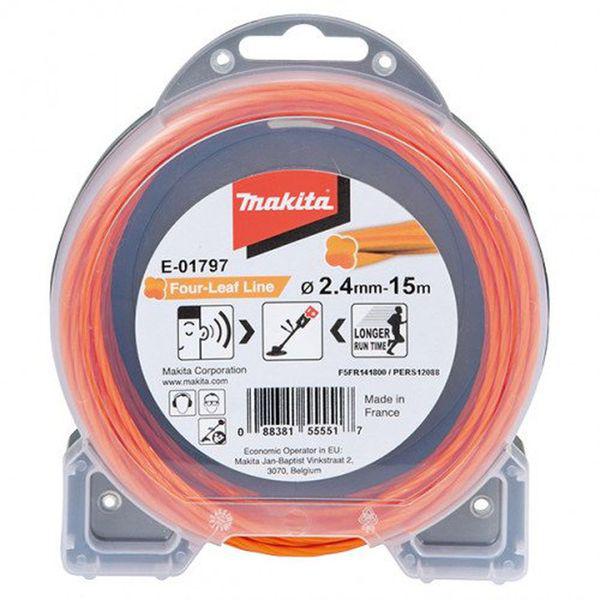 Makita E-01797 Four-Leaf Clover 2.4mm x 15m Heavy-Duty Trimmer Line - Orange