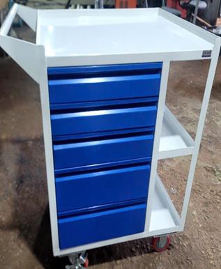 3-Tier Heavy-Duty Mobile Tool Trolley Cart 750x600x750mm (1.2mm Powder-Coated Steel / 360° Swivel Casters with Brakes)