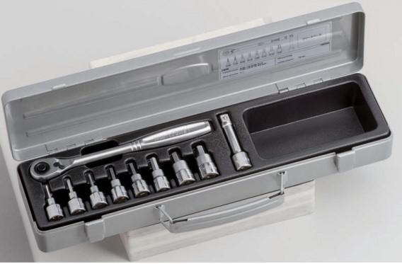 토네 TONE H3082 10피스 3/8인치(9.5sq) 메트릭 육각 비트 소켓 세트 3~17mm (크롬바나듐 합금강 / 전용 스틸 케이스 / 일본 정품)