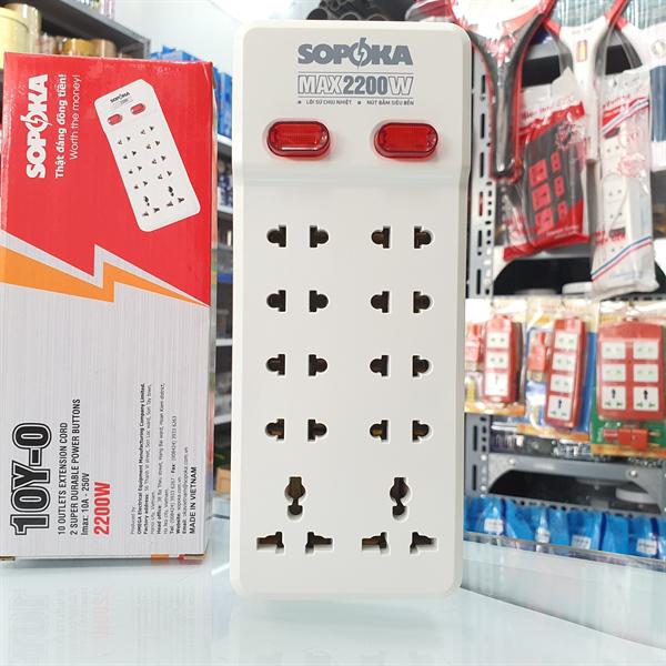 Ổ cắm điện 10 lỗ không dây sopoka 2200w