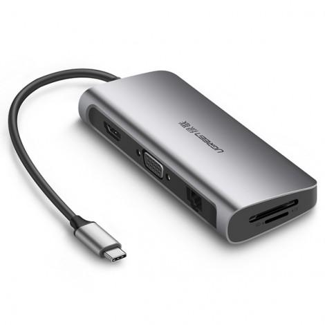 UGREEN 40873 9-in-1 USB Type-C ドッキングステーション (4K HDMI, VGA, 有線LAN, USB 3.0, PD 100W)