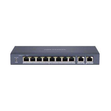 Hikvision DS-3E1310P-E 8-Port Fast Ethernet Web-Managed PoE Switch with 2 Gigabit Combo Uplinks (123W PoE Budget / 250m EXTEND Mode)