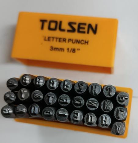 3mm 逆文字 アルファベット 刻印 ポンチセット (27本組 A〜Z & / Cr-V特殊合金鋼 焼入れ / 金型反転打刻)