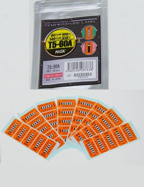 日油技研工業 (NiGK) サーモラベル 5点表示 不可逆性 T5-60A 温度管理シール (60〜100℃ / 40枚入)