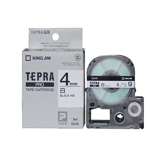 King Jim Tepra Pro 4mm x 8m Laminated Label Tape Cartridge (Compatible with All King Jim Tepra Pro Label Printers / Chemical & Waterproof / Made in Japan)