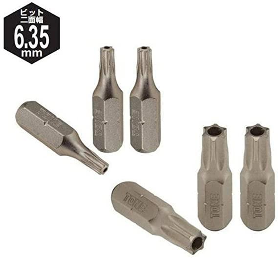 BTT6HS T6 Torx Screwdriver Insert Bits with 1/4" Hex Shank (Pack of 3 Pieces)